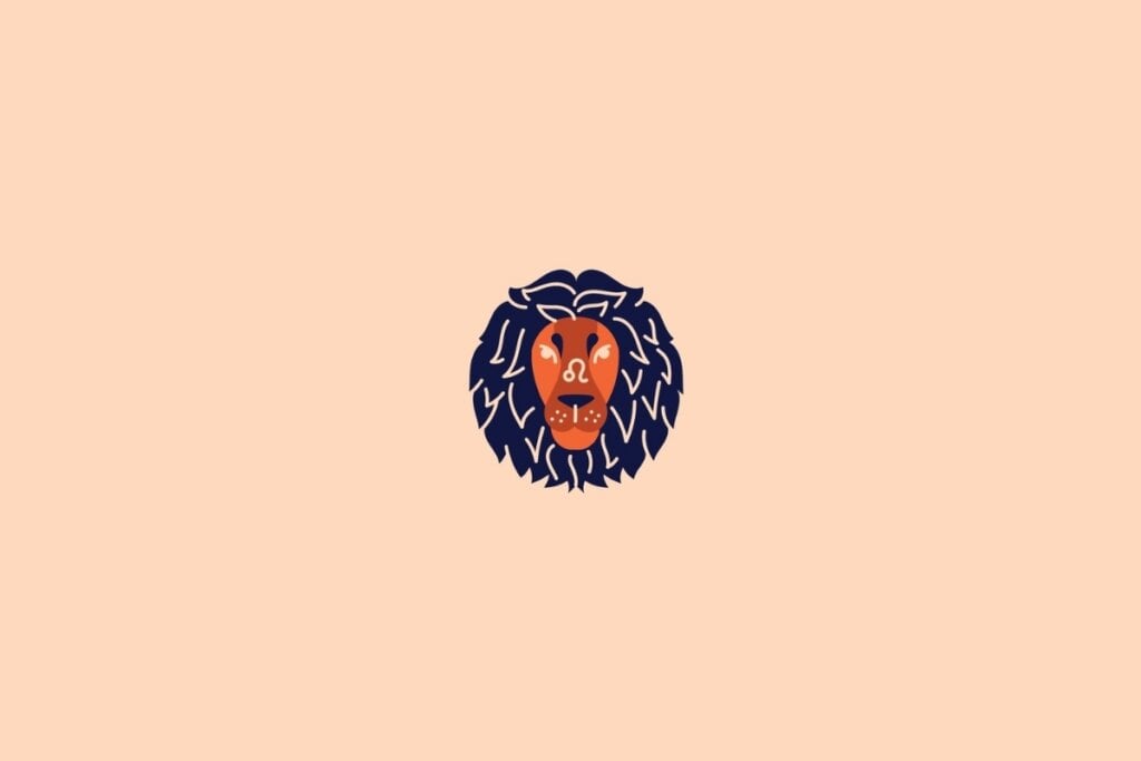 Ilustração do signo de leão em um fundo laranja-claro