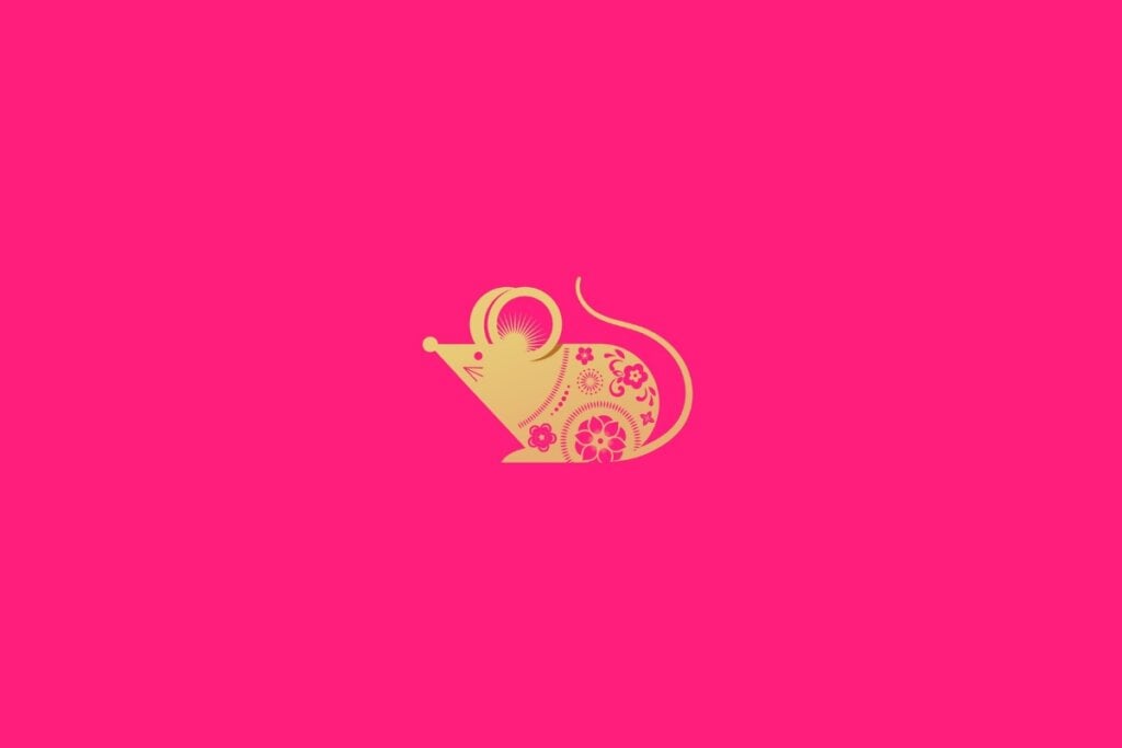 Ilustração do signo de rato em um fundo rosa