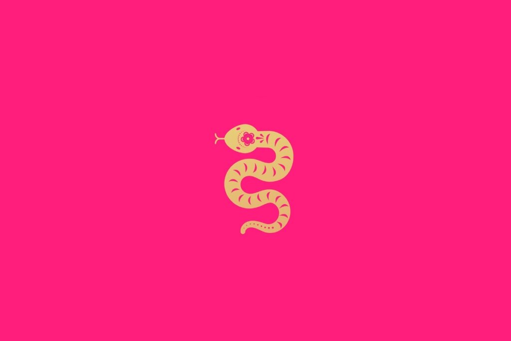 Ilustração do signo da serpente em um fundo rosa