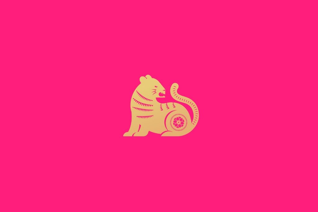 Ilustração do signo de tigre em um fundo rosa