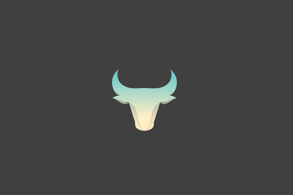 Símbolo do signo de touro em azul e branco com fundo cinza
