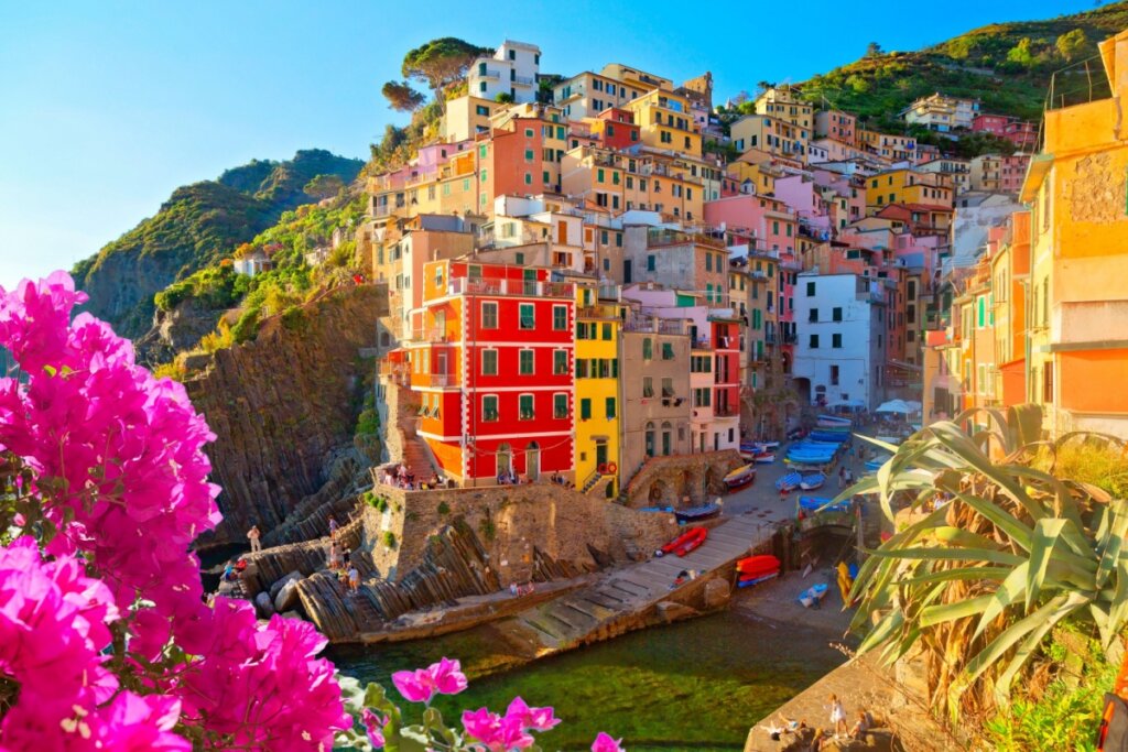 Vista com casas coloridas de Portofino