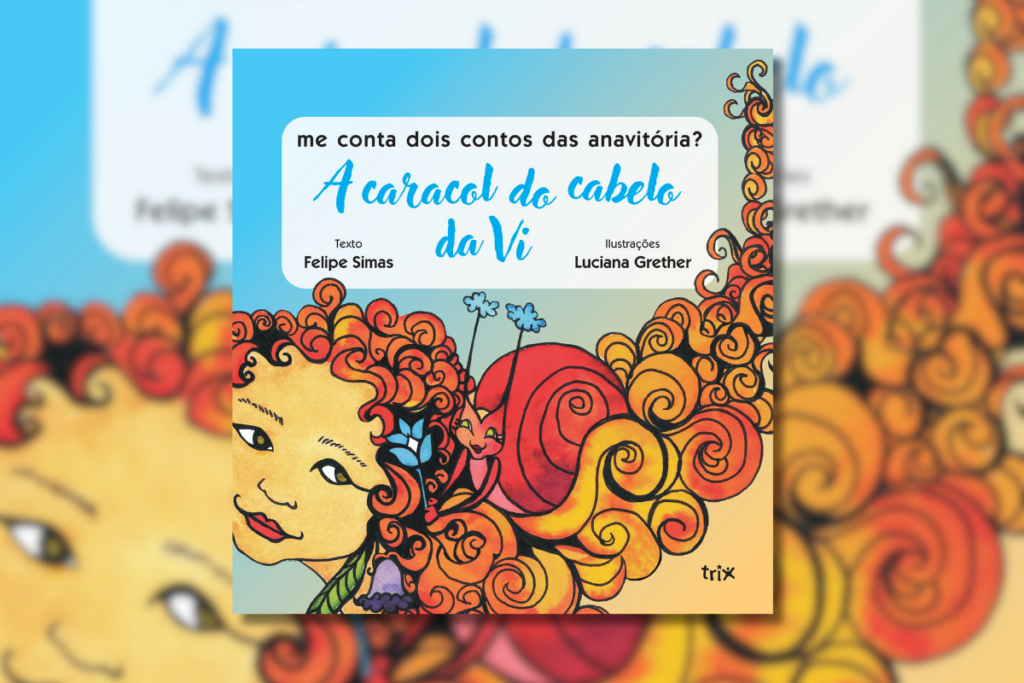 capa do livro "Me Conta Dois Contos das Anavitória?" com ilustração de menina com o cabelo encaracolado 