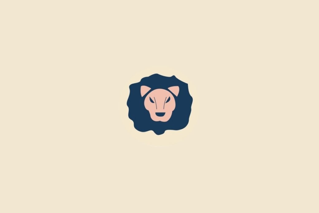 Ilustração do signo de leão em um fundo bege