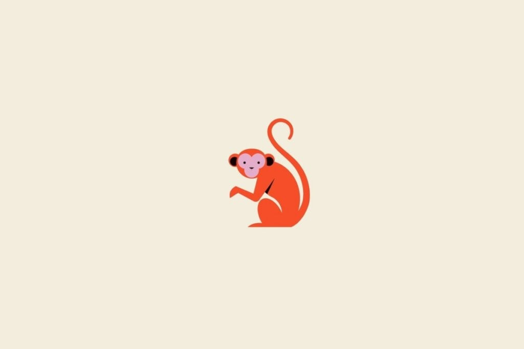 Ilustração de um macaco laranja em um fundo bege
