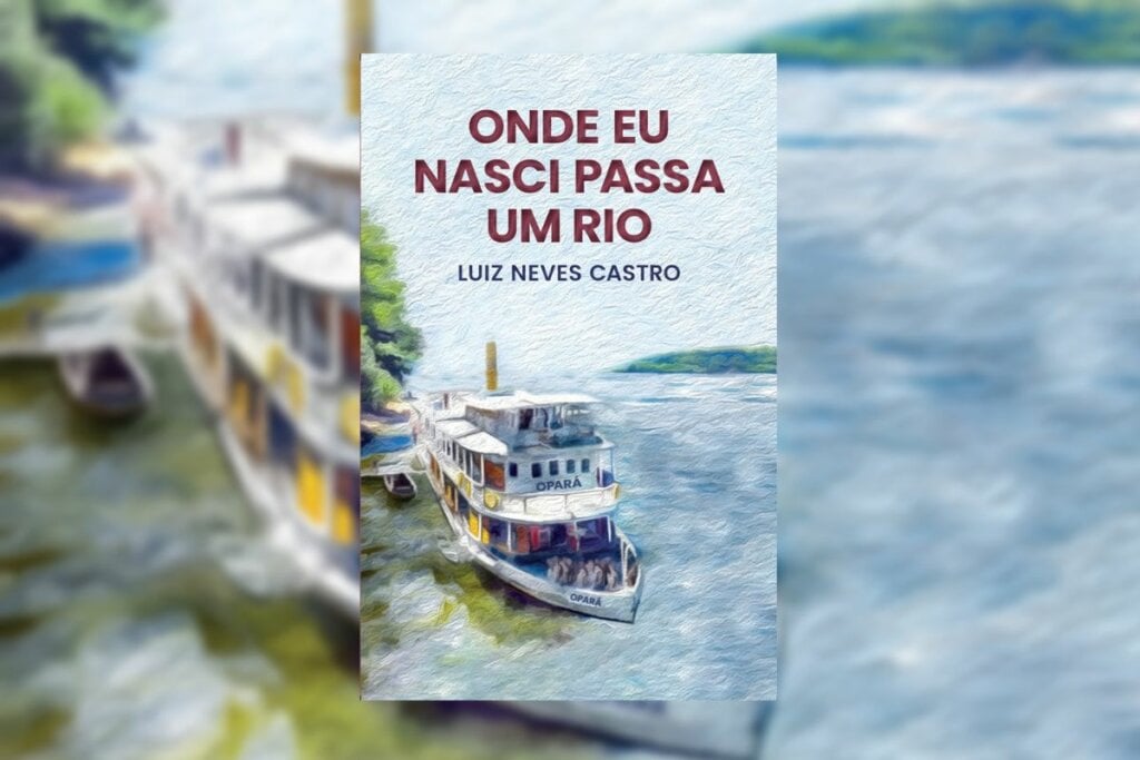 Capa do livro "Onde eu nasci passa um rio" com um barco branco em um rio