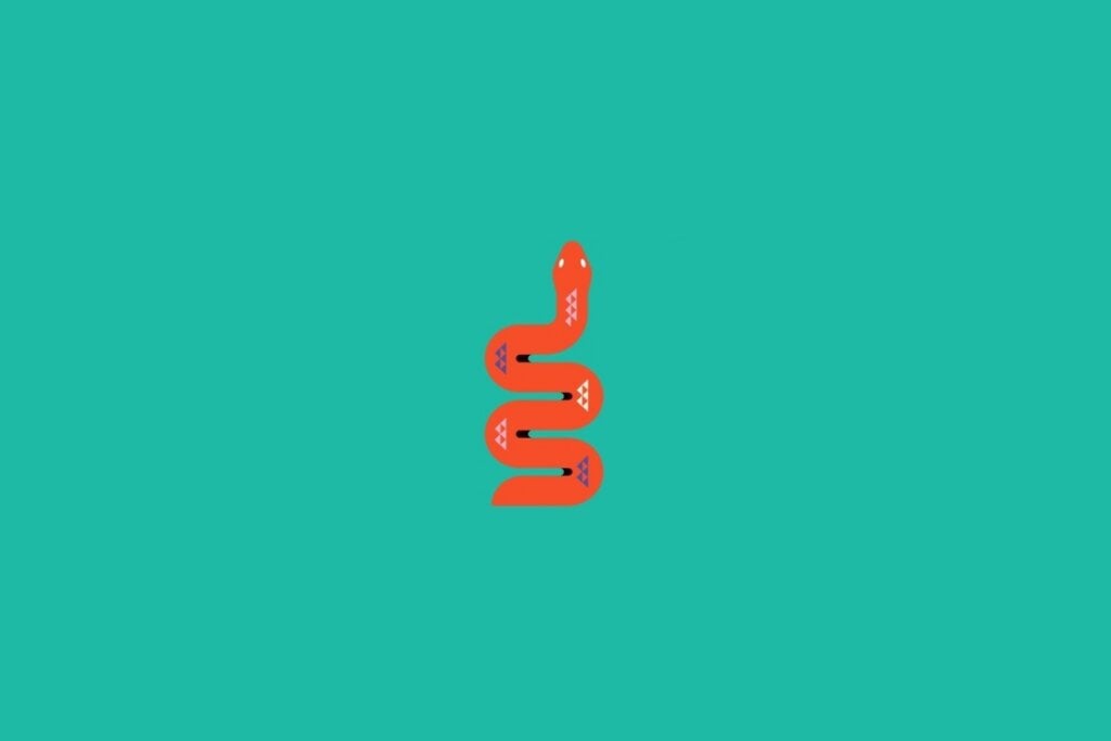 Ilustração de uma serpente laranja em um fundo verde