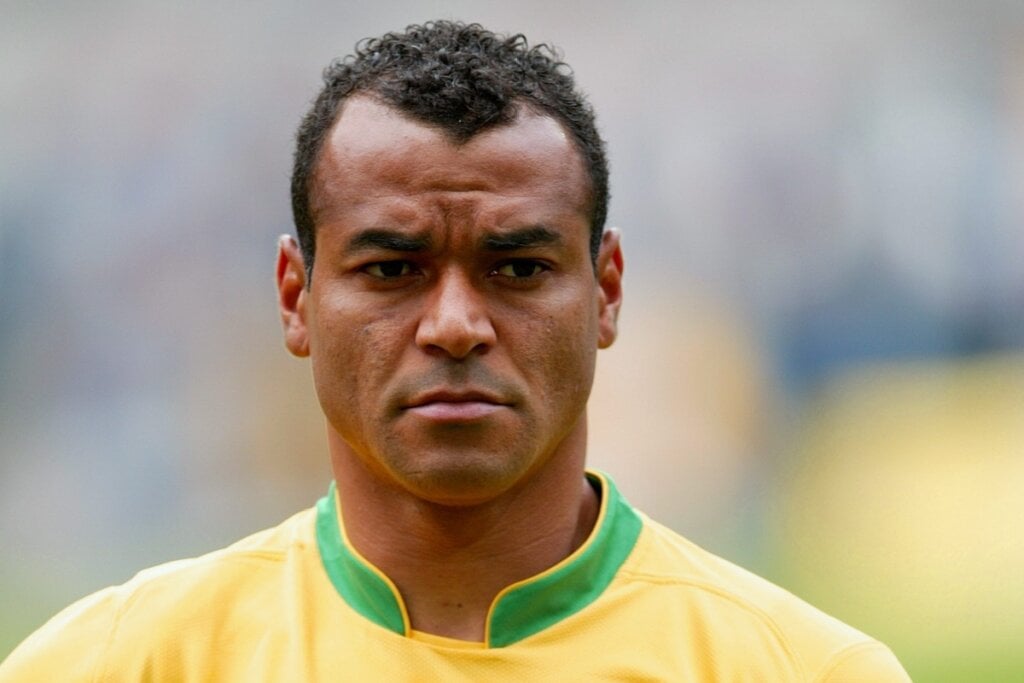 Jogador de futebol Cafu na Copa do Mundo de 2002