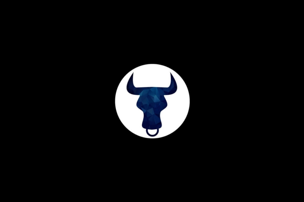 Símbolo do signo de Touro na cor azul dentro de um círculo branco em um fundo preto