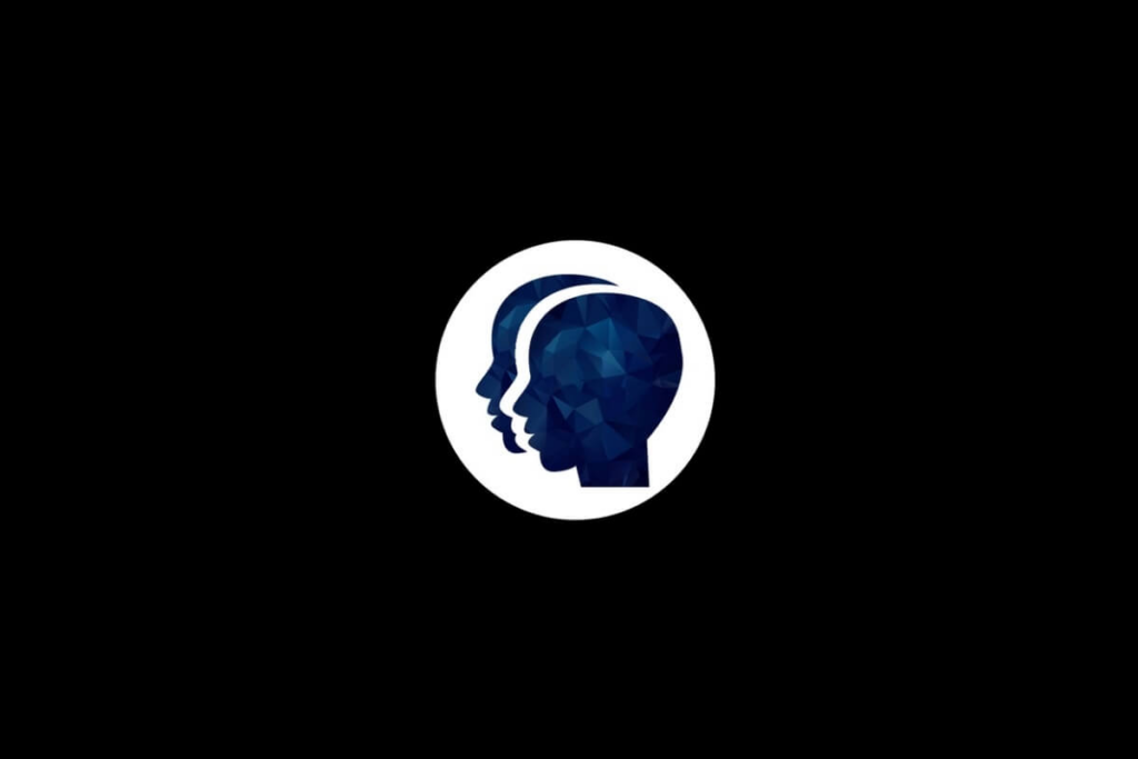 Símbolo do signo de Gêmeos na cor azul dentro de um círculo branco em um fundo preto