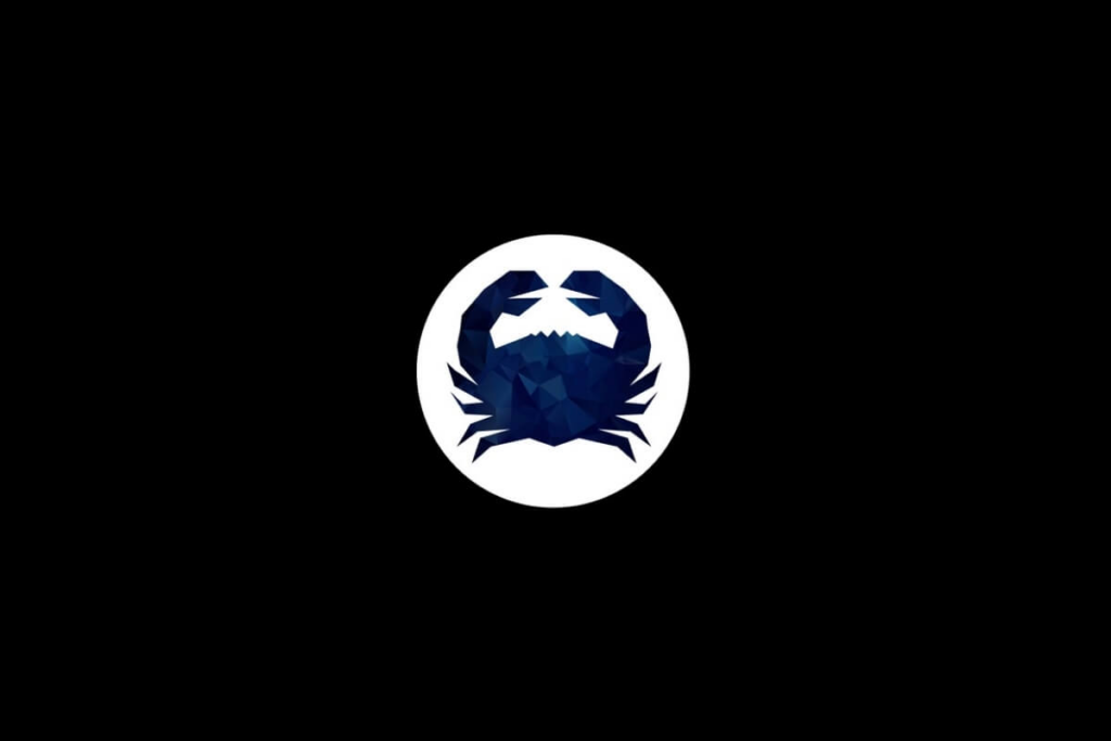 Símbolo do signo de Câncer na cor azul dentro de um círculo branco em um fundo preto