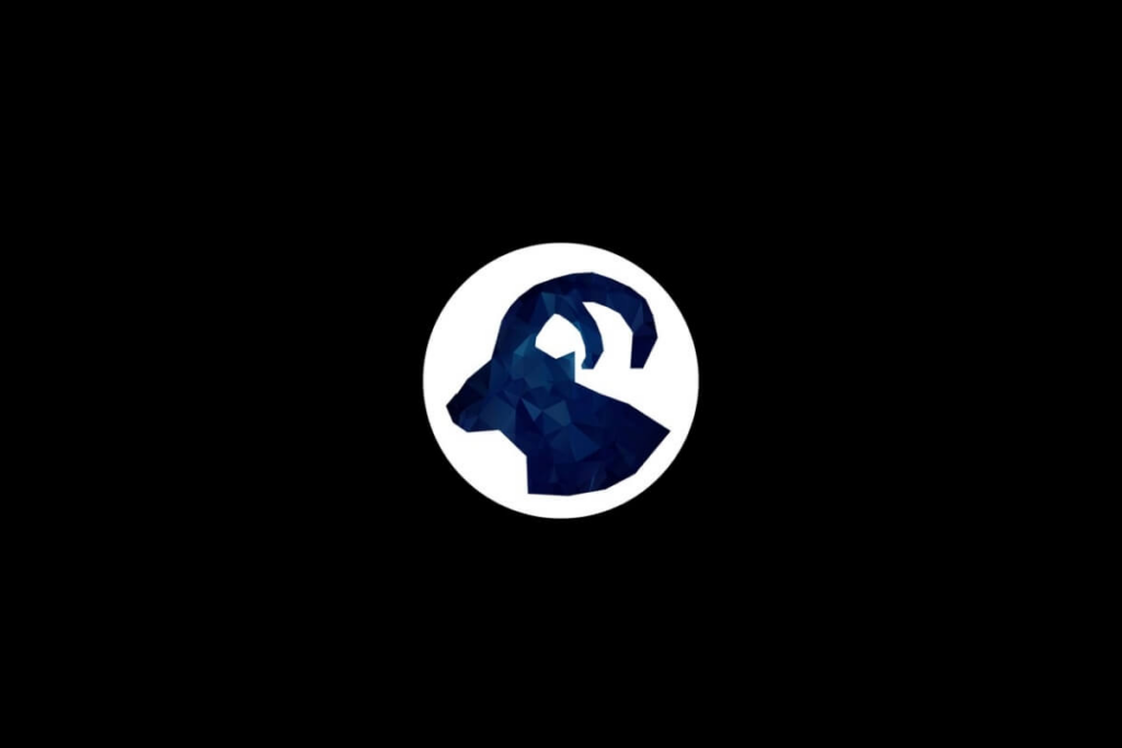 Símbolo do signo de Capricórnio na cor azul dentro de um círculo branco em um fundo preto