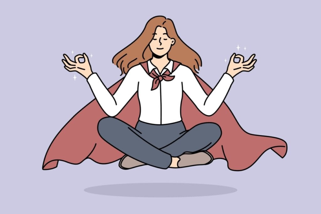 Ilustração de mulher meditando 