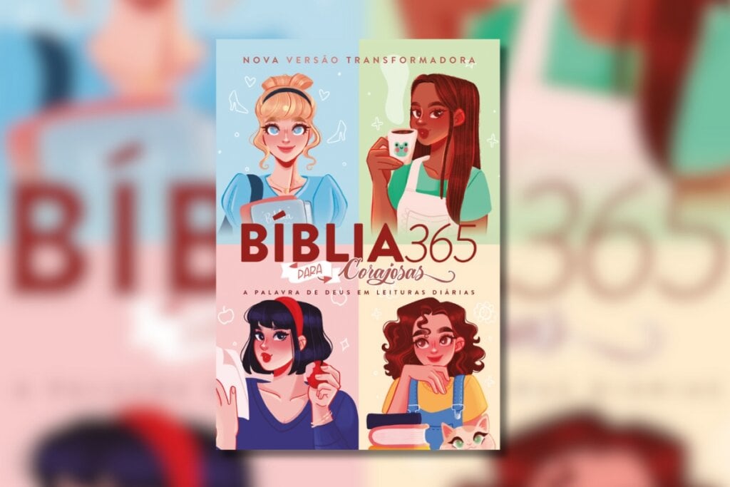 Capa da Bíblia 365 para Brave Girls com ilustrações de princesas da Disney 