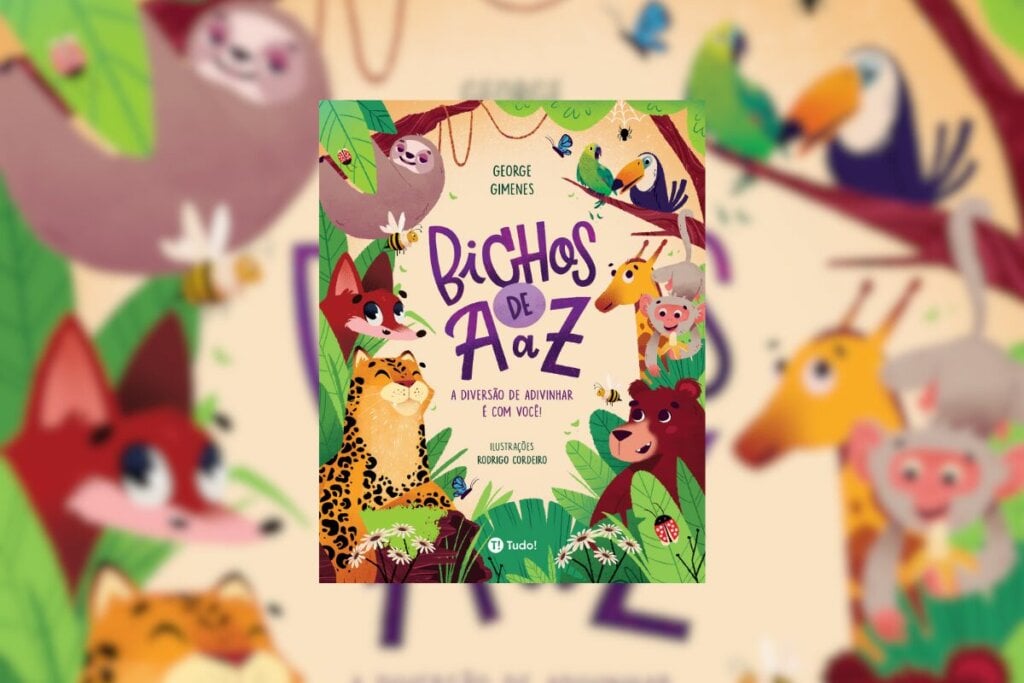 Capa do livro "Bichos de A a Z" com a ilustração de animais