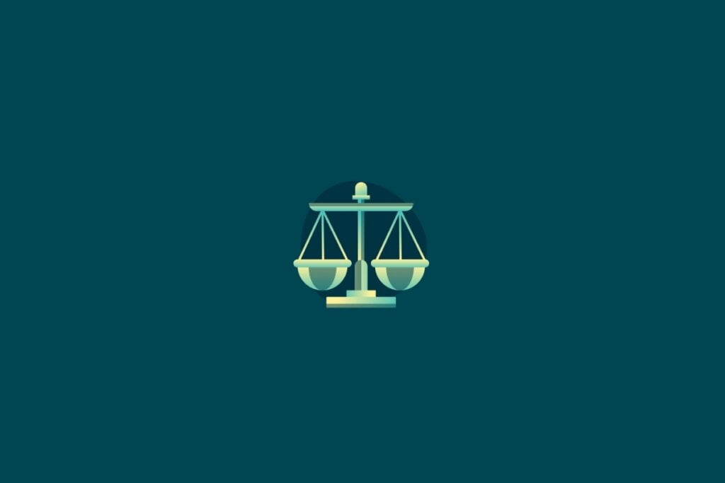 Ilustração de uma escala representando o signo de Libra sobre um fundo verde