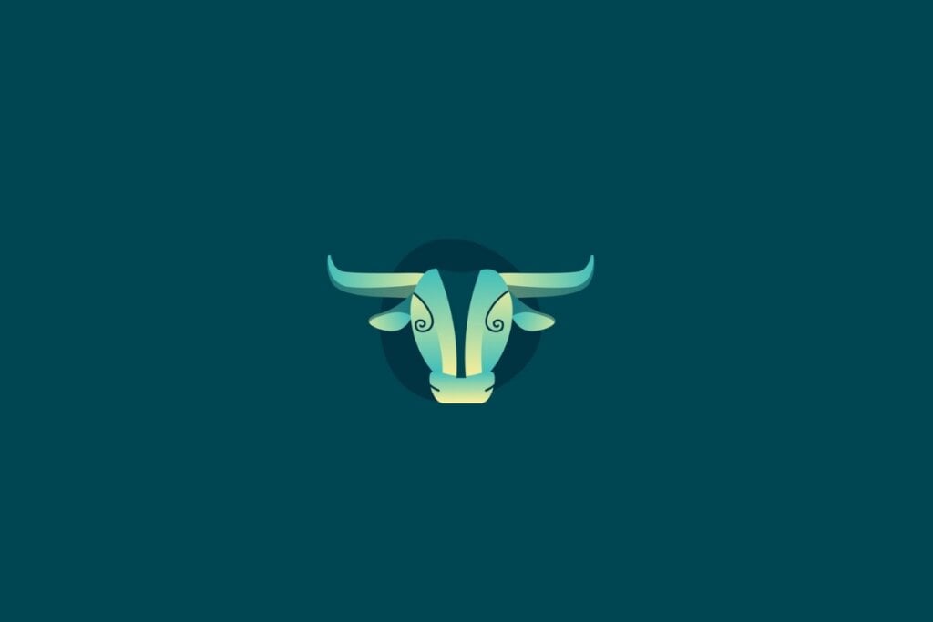 Ilustração de um touro representando o signo de Touro em um fundo verde
