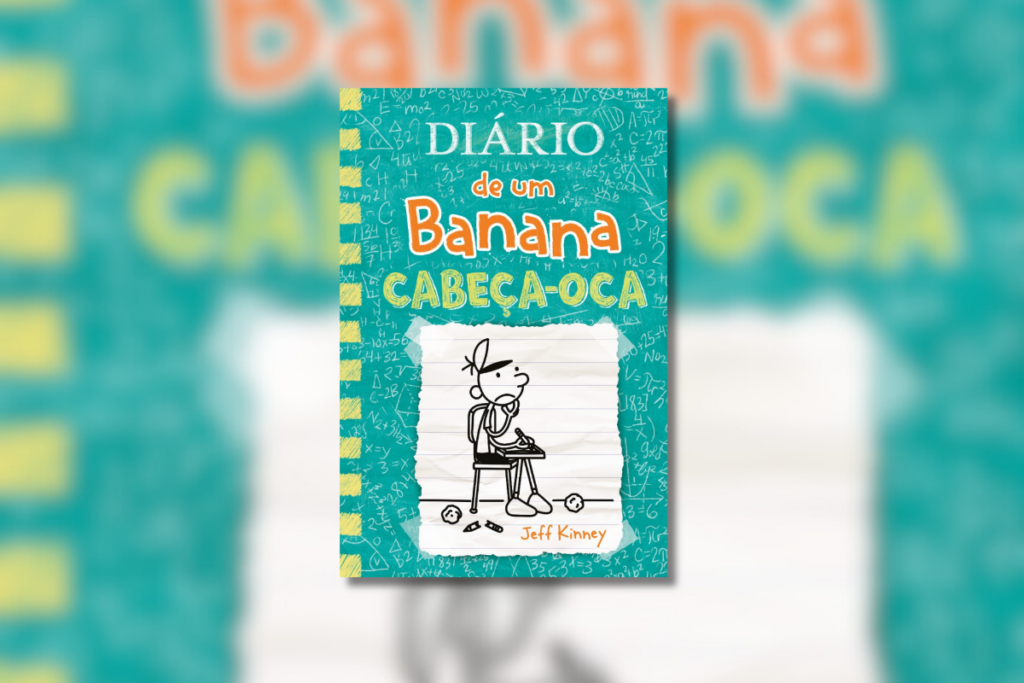 Capa do livro O Diário de Banana 18: Cabeça oca escrito o título do livro e o desenho de um aluno com a cabeça vazia