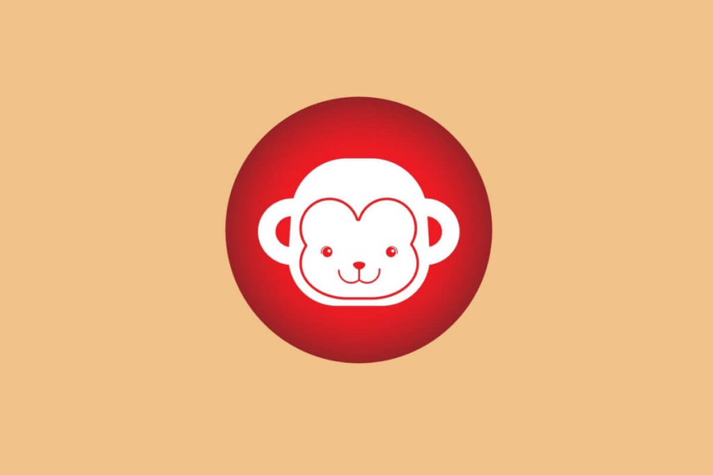 símbolo do macaco em vermelho e branco em fundo neutro