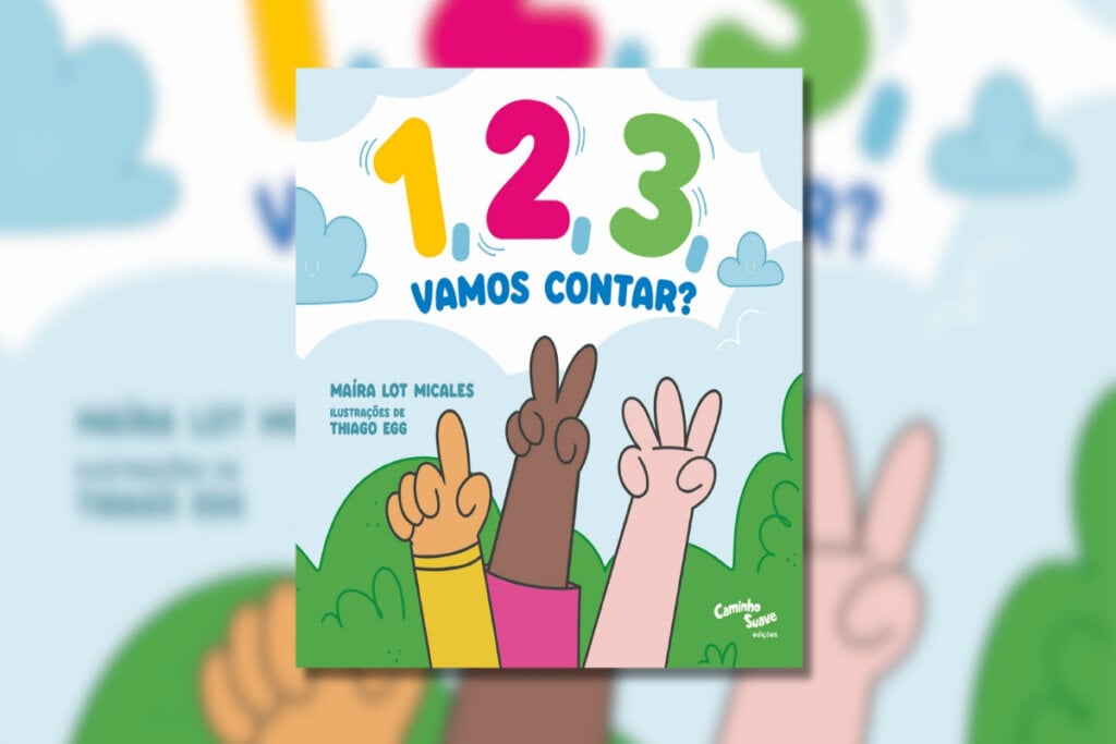 O livro ‘1,2,3 vamos contar?’ ensina matemática para as crianças de uma forma divertida (Imagem: Reprodução digital | Editora Caminho Suave)