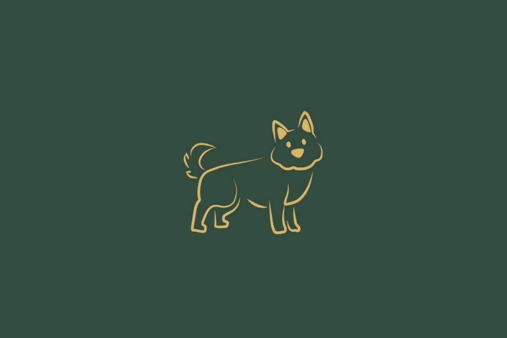 Ilustração de um cachorro em um fundo verde escuro