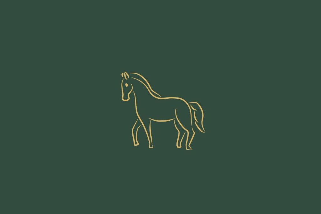 Ilustração de um cavalo sobre um fundo verde escuro