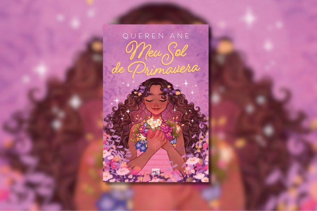 Ilustração de uma menina em um fundo rosa na capa do livro 