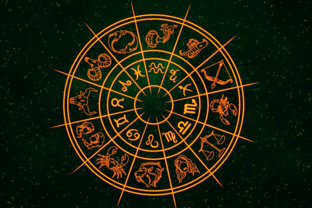 Círculo com os 12 signos do zodíaco