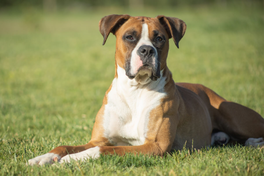 boxer em ambiente com grama