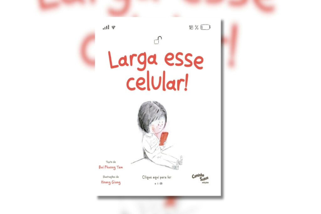 Capa do livro com ilustração de uma menina sentada usando o celular