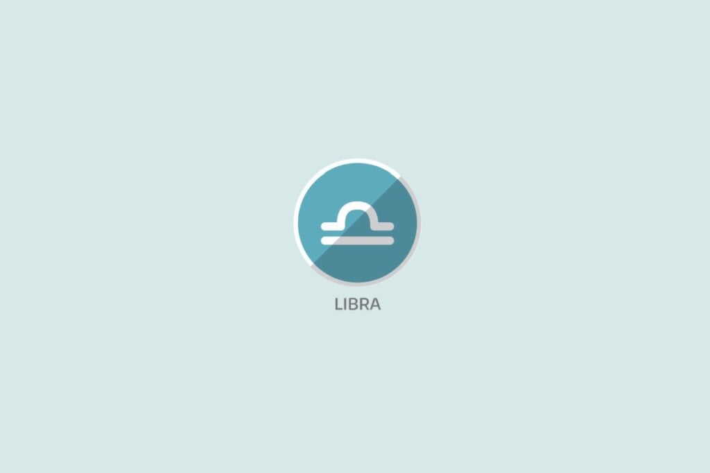 Ilustração sobre fundo azul claro do signo de Libra