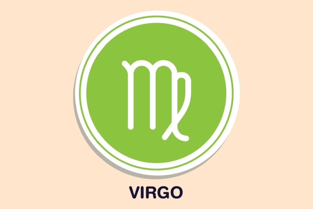 Ilustração do signo de Virgem dentro de um círculo verde