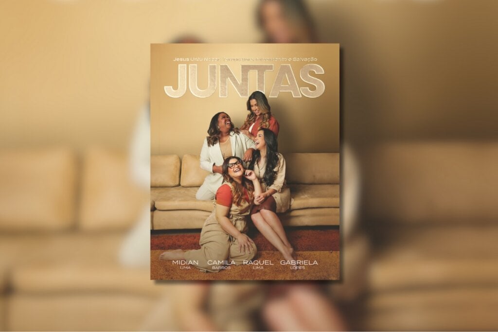 &#8220;Juntas&#8221; é um devocional que reúne ensinamentos das autoras e pastoras Camila Barros, Midian Lima, Raquel Lima e Gabriela Lopes (Imagem: Reprodução digital | Editora Vida)