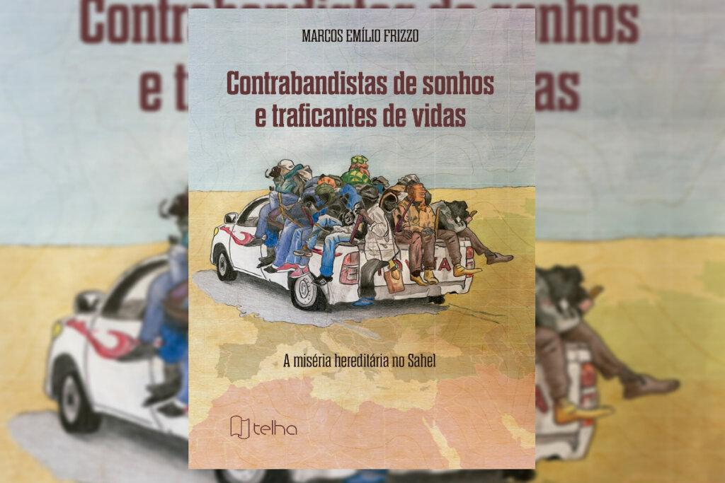 Capa de livro com várias pessoas sendo levadas na traseira de um carro