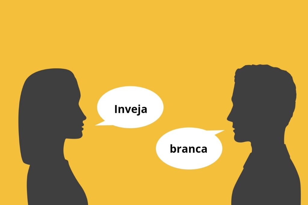 Ilustração de dois bonecos com balões de conversa em frente as suas bocas