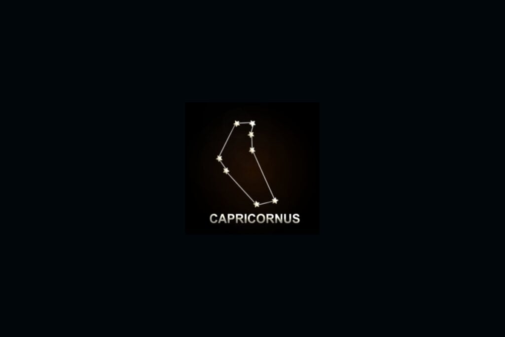 ilustração da constelação do signo de capricórnio com estrelas em fundo preto