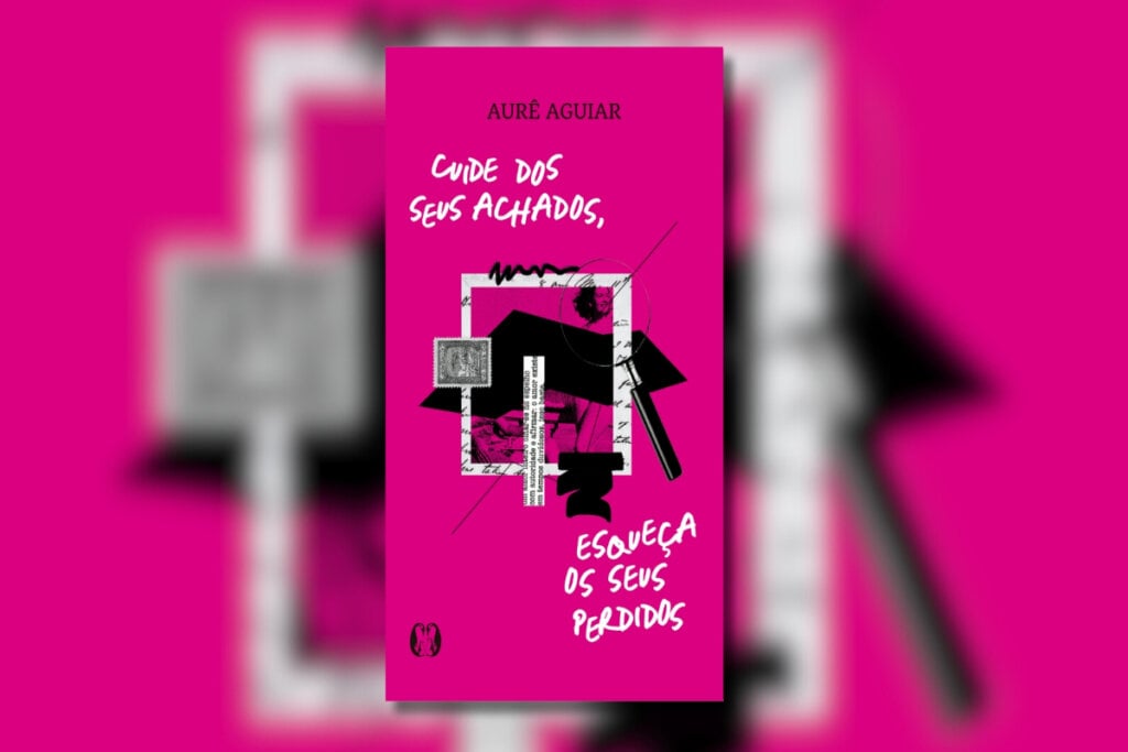 Capa de livro rosa com elementos brancos, cinzas e pretos escrito o título do livro e o nome do autor