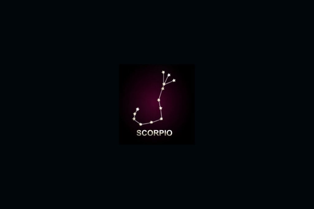 ilustração da constelação do signo de escorpião com estrelas em fundo preto