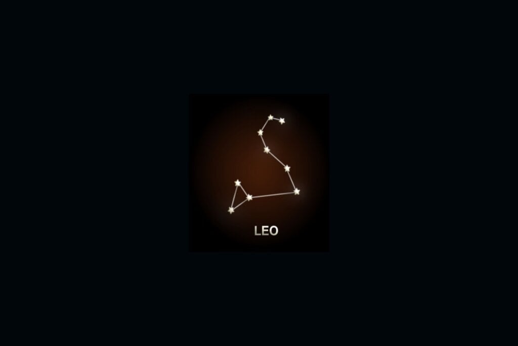 ilustração da constelação do signo de leão com estrelas em fundo preto