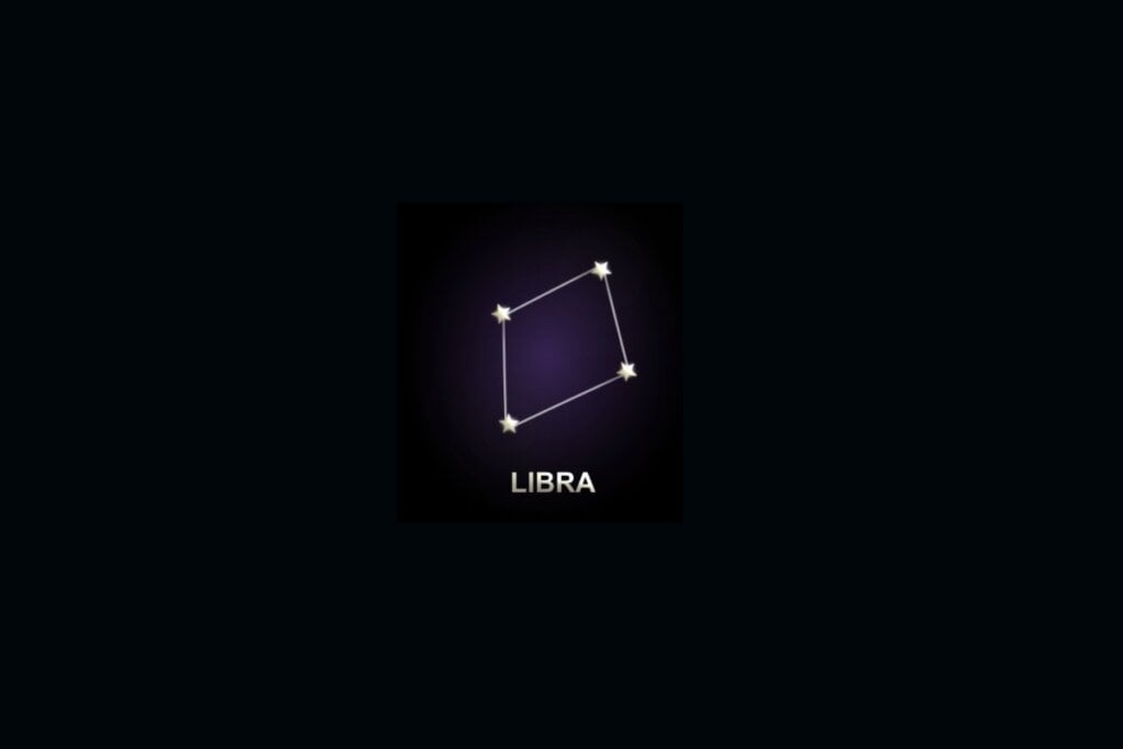 ilustração da constelação do signo de libra com estrelas em fundo preto